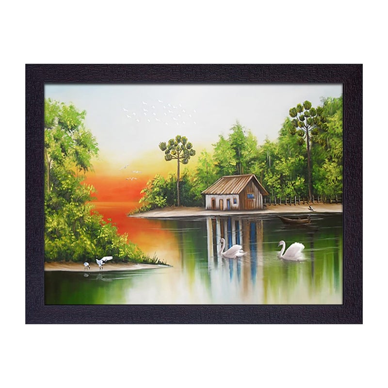 Masstone Wall Scenery for Living Room | Lake Scenery (35x28 CM) | Scenery for Wall With Frames | Painting for Wall Decor | Nature Scenery for Bedroom | Wall Paintings for Home Decorations - Image 5