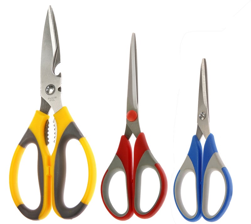 Petals Stainless Steel Kitchen Scissor Set, 3-Pieces (Multicolour), Set of 3 - Image 1
