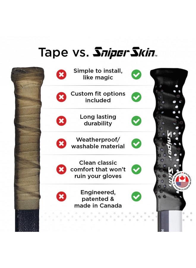 SNIPER SKIN SNIPER SKIN Hockey Grip, Fits Adult and Kids Sticks, Easy Install, Durable, Better Than Hockey Tape, Ideal Team Swag, Clean Non-tack - Black  - Image 3
