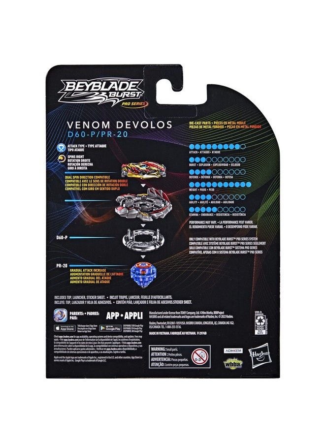 BeyBlade - Burst Pro Series Venom Devolos Spinning Top Starter Pack Attack Type Battling Game Top With Launcher Toy - Image 1