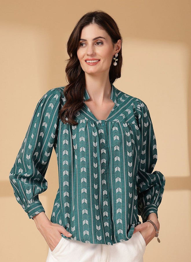 PlusS قميص مطبوع غير رسمي للنساء - Image 1
