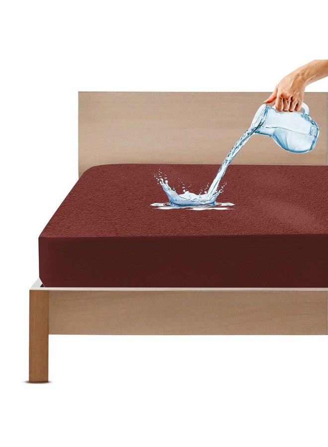 GADDA CO GADDA CO 100% Waterproof Premium Cotton Feel Mattress Protector Double Bed 72x75 Inch|Ultra Soft Breathable & Hypoallergenic Fitted Bed Protector Terry Cover(6x6.3 feet, Fits Upto 10 Inches, Coffee)  - Image 1