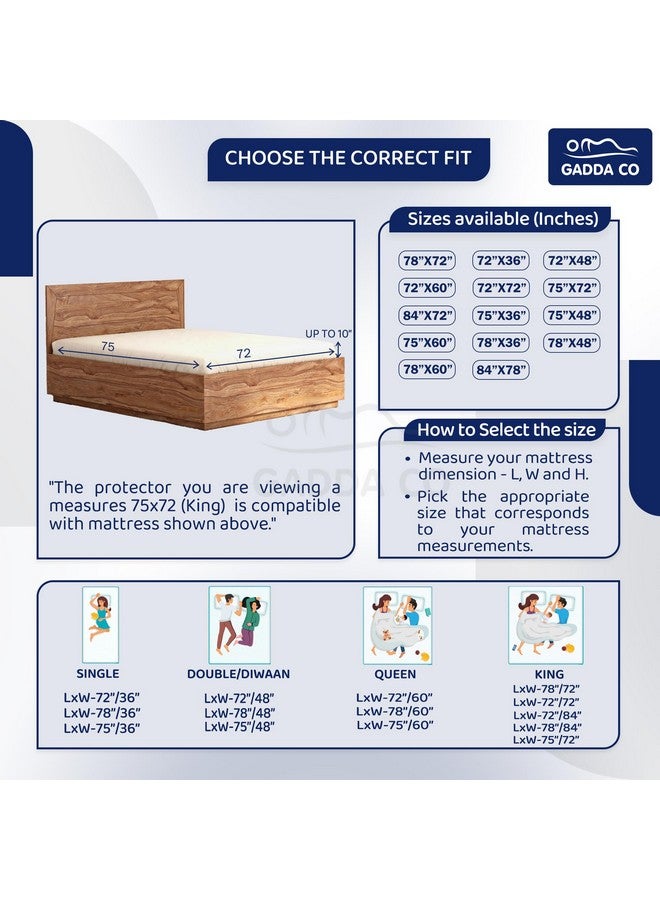 GADDA CO GADDA CO 100% Waterproof Premium Cotton Feel Mattress Protector Double Bed 72x75 Inch|Ultra Soft Breathable & Hypoallergenic Fitted Bed Protector Terry Cover(6x6.3 feet, Fits Upto 10 Inches, Coffee)  - Image 4
