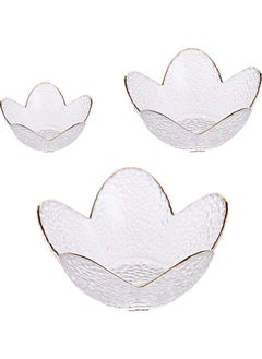 Generic 3-Piece Gold Rim Salad Bowl Hammer Petal Clear Glass Bowl Living Room Household Fruit Plate For Unicorn Lotus  - Image 1