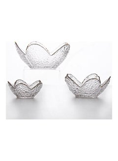 Generic 3-Piece Gold Rim Salad Bowl Hammer Petal Clear Glass Bowl Living Room Household Fruit Plate For Unicorn Lotus  - Image 4