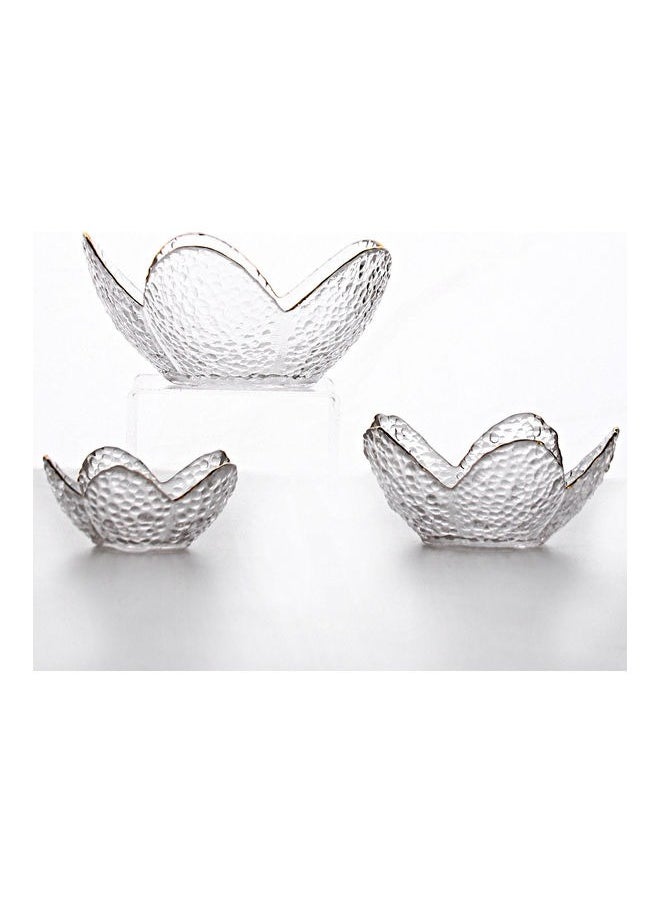 Generic 3-Piece Gold Rim Salad Bowl Hammer Petal Clear Glass Bowl Living Room Household Fruit Plate For Unicorn Lotus  - Image 4