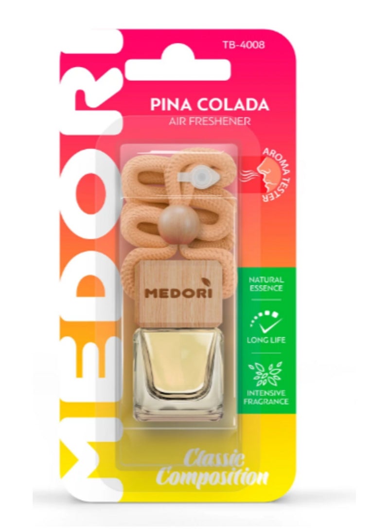 MEDORI Special Luxury liquid hanging car air freshener in a blister package and has a scent tester. Fragrance With an exotic and enchanting Aroma analogous to Pina Colada. The Fragrance is made in France 6 ml  - Image 1