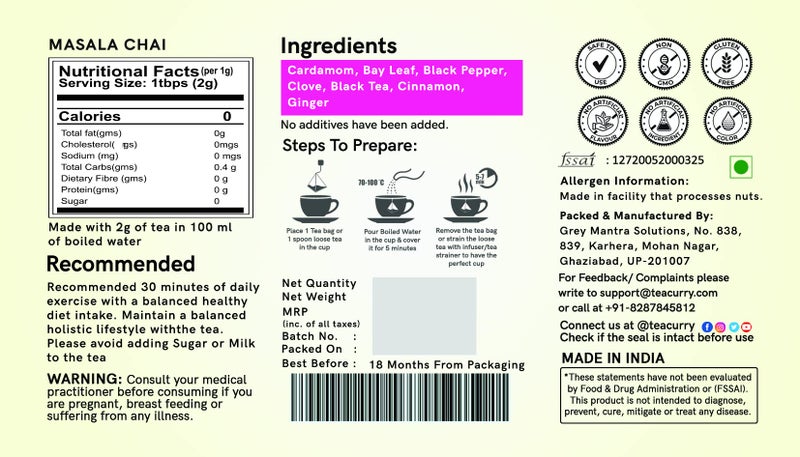TEACURRY Masala Chai Tea - 250/125 Cups | Help with Boosts Immunity and Fight Infections | Masala Chai Tea - Image 5
