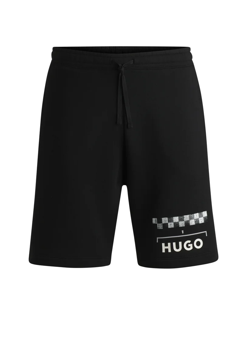 HUGO Cotton-blend shorts with racing print