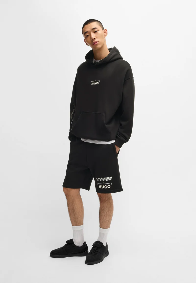 HUGO Cotton-blend shorts with racing print