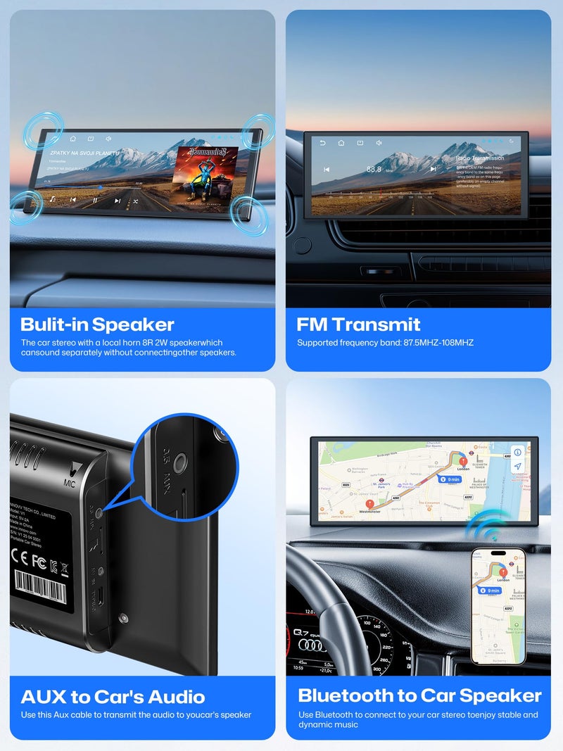 INNOVV V1 CarPlay Screen for Car, 10.3" Wireless Apple CarPlay & Android Auto, Plug & Play Magnetic Detachable, GPS Navigation, Mirror Link, Voice Control, Music Play, HD IPS Display, Fits All Cars - Image 5