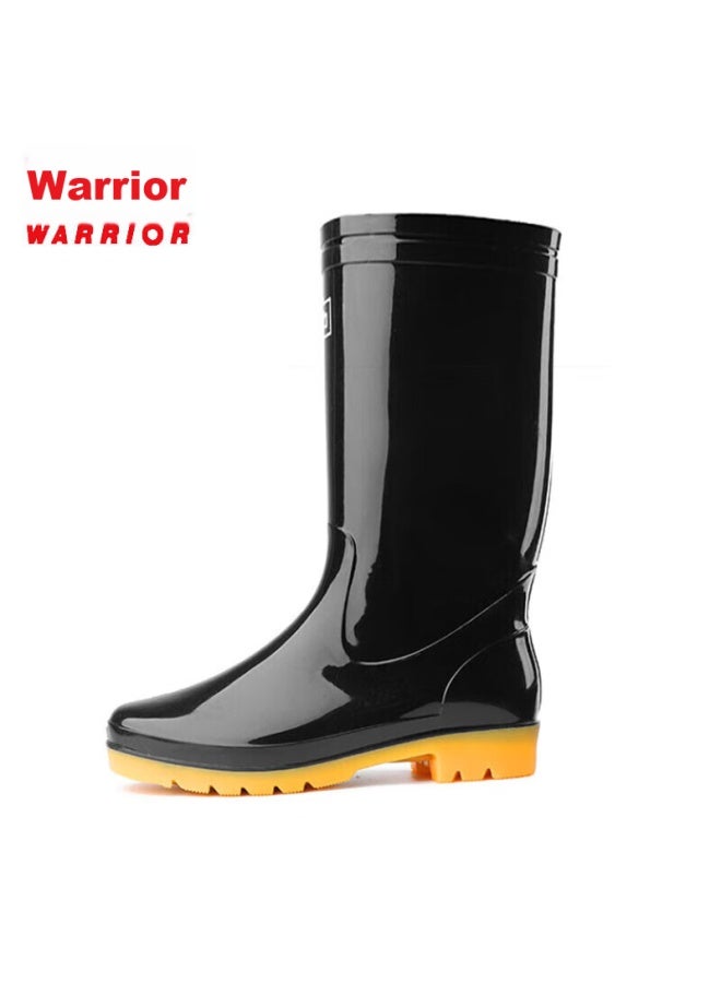 Pull Back Warrior Rain Boots For Men, Stylish Outdoor Waterproof Non-slip Wear-resistant Hl8075 Mid-calf Black Size 39 - Image 2