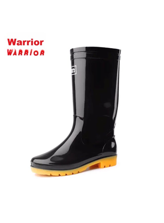 Pull Back Warrior Rain Boots For Men, Stylish Outdoor Waterproof Non-slip Wear-resistant Hl8075 Mid-calf Black Size 39 - Image 3
