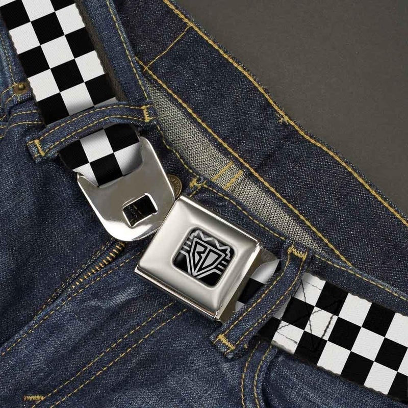 Buckle Down Buckle-Down Unisex Adult Seatbelt Buckle Checker Black White Belt - 1.5" Wide, Fits Pant Size 24-38 - Image 2