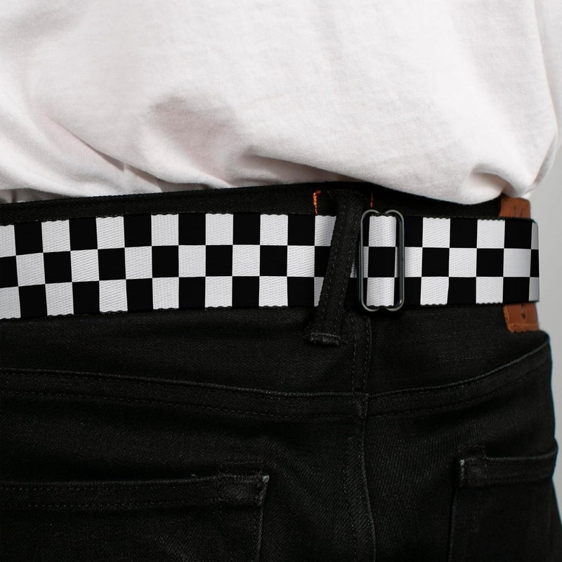 Buckle Down Buckle-Down Unisex Adult Seatbelt Buckle Checker Black White Belt - 1.5" Wide, Fits Pant Size 24-38 - Image 4