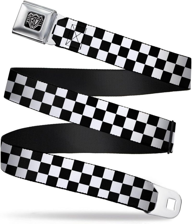 Buckle Down Buckle-Down Unisex Adult Seatbelt Buckle Checker Black White Belt - 1.5" Wide, Fits Pant Size 24-38 - Image 1