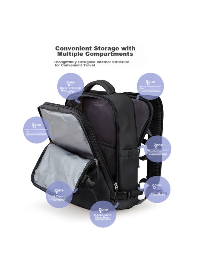 Landcase Backpack, Travel Bag For Women, Large Capacity, Shoulder Bag For Men, Short-trip Travel Bag, Multifunctional Laptop Bag, 5162 Black, Small Size - Image 3