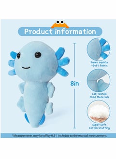 KASTWAVE 8 Inch Axolotl Stuffed Animal Soft Plush Squishy Toy Animals Throw Pillow Doll Cute Plushies Room Decor Great Gifts for Kids Birthday Blue  - Image 2
