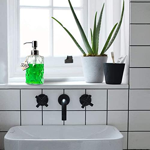 Luximal 2'Pack Crystal Glass Soap Dispenser Set (400ml Each) | Refillable Handwash & Sanitizer Bottle with ABS Pump for Bathroom, Kitchen, Sink & Wash Basin - Image 3