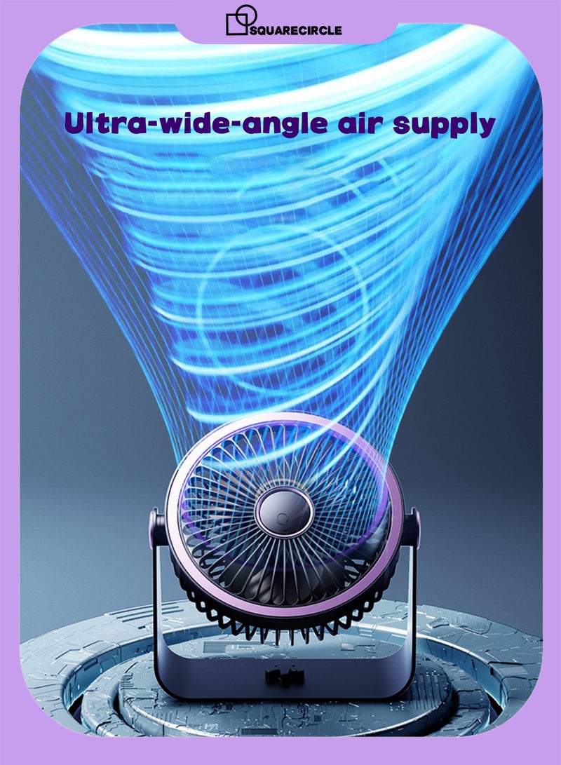 Squarecircle Bedroom fan, full room desktop air circulation fan, 3D circulating wind, aromatherapy air supply function, 28dB low noise, quiet, 5 speeds, 3 levels of atmosphere light, wall mountable, desktop fan, portable desktop fan, suitable for office, kitchen and home - Image 2