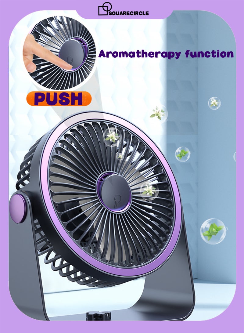 Squarecircle Bedroom fan, full room desktop air circulation fan, 3D circulating wind, aromatherapy air supply function, 28dB low noise, quiet, 5 speeds, 3 levels of atmosphere light, wall mountable, desktop fan, portable desktop fan, suitable for office, kitchen and home - Image 3