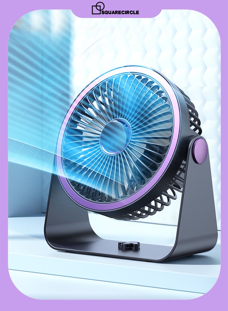 Squarecircle Bedroom fan, full room desktop air circulation fan, 3D circulating wind, aromatherapy air supply function, 28dB low noise, quiet, 5 speeds, 3 levels of atmosphere light, wall mountable, desktop fan, portable desktop fan, suitable for office, kitchen and home - Image 1