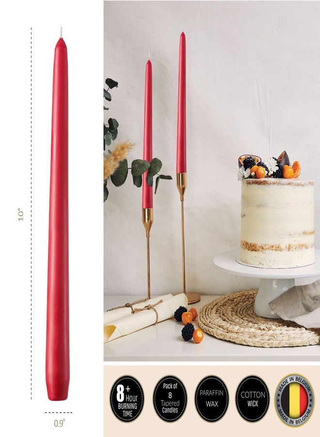 RAMBUE Luxurious 10" Red Taper Candles, 8 Pack Long Red Candlesticks for Creating a Bold and Vibrant Atmosphere - Dark Red Tapered Candles for Christmas, Holiday, Dinner - 8 Hour Burn Time - Image 2