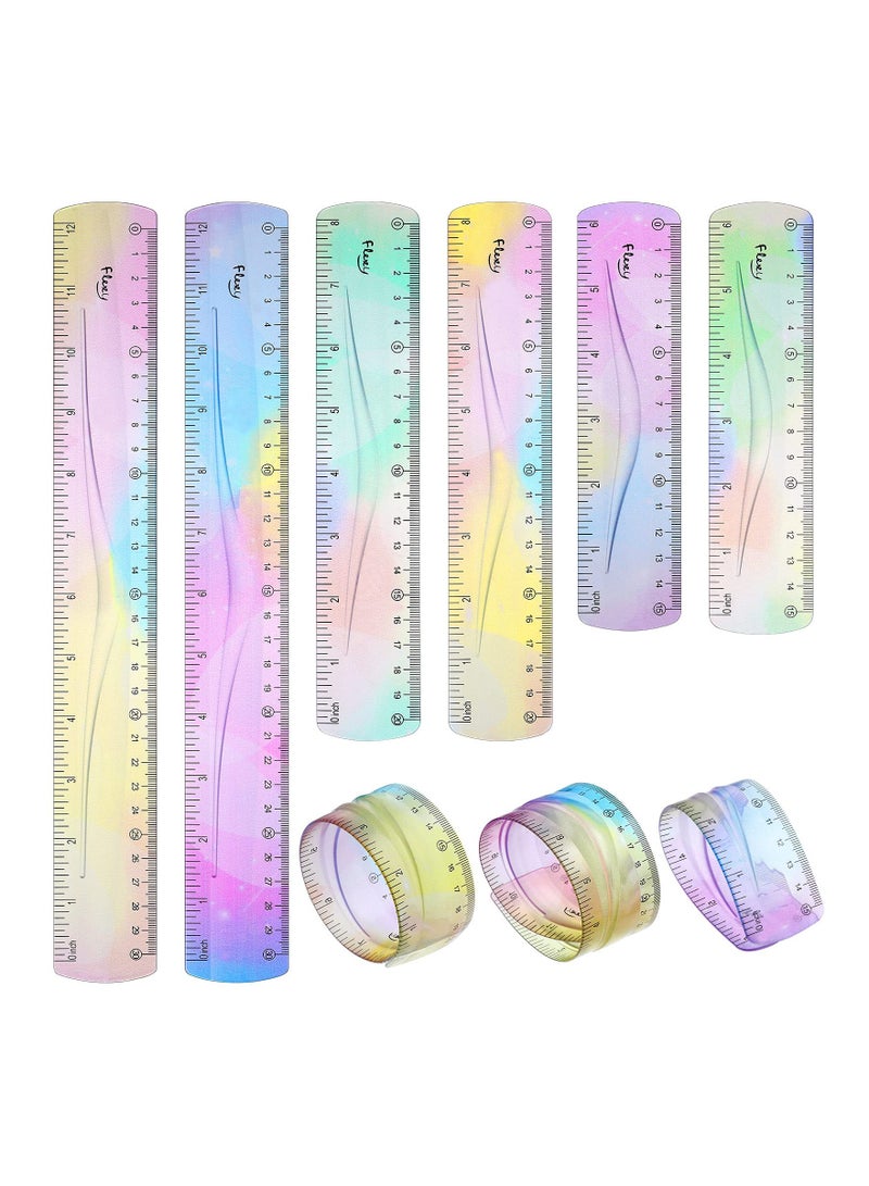 Generic Flexible Ruler Set - 6 Pieces of 12, 8, and 6 Inch Soft Bendable Plastic Rulers for Kids and Students with Inch and Centimeter Measurements. Perfect for School and Home Use!  - Image 1