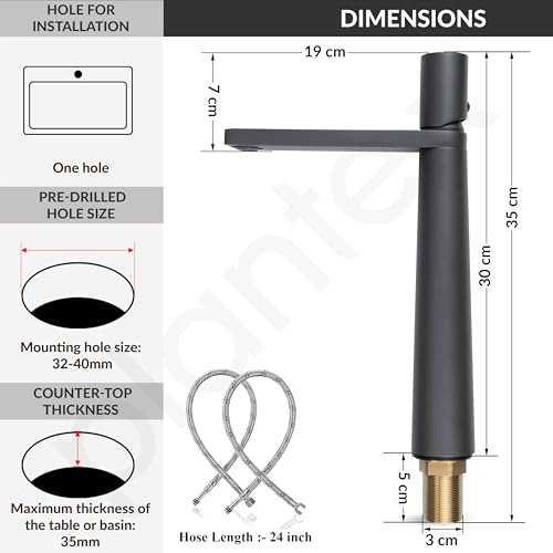 Plantex Pure Brass Basin Mixer/Pillar Tap for Wash Basin/Water Tap for Wash Basin/Tap for Wash Basin- (7880-Grey) - Image 5