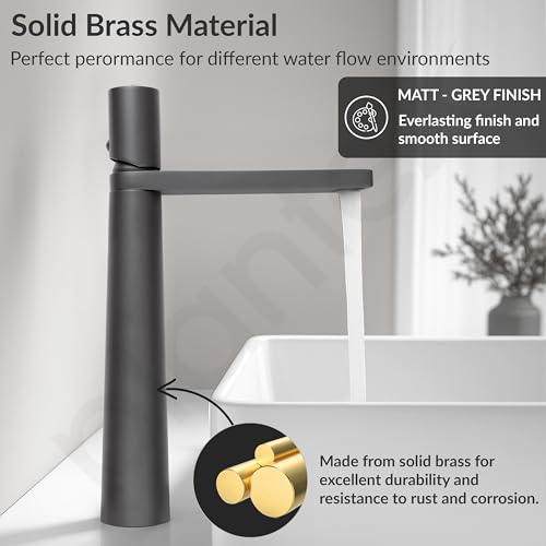 Plantex Pure Brass Basin Mixer/Pillar Tap for Wash Basin/Water Tap for Wash Basin/Tap for Wash Basin- (7880-Grey) - Image 2