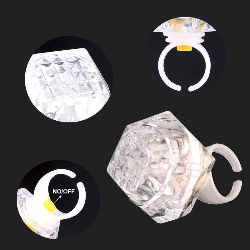 DAOKEY LED Light up Rings Toys, White Led Bumpy Rings for Birthday Bachelorette Bridal Shower Gatsby Party Favors, Clear Case 10 Pack - Image 3