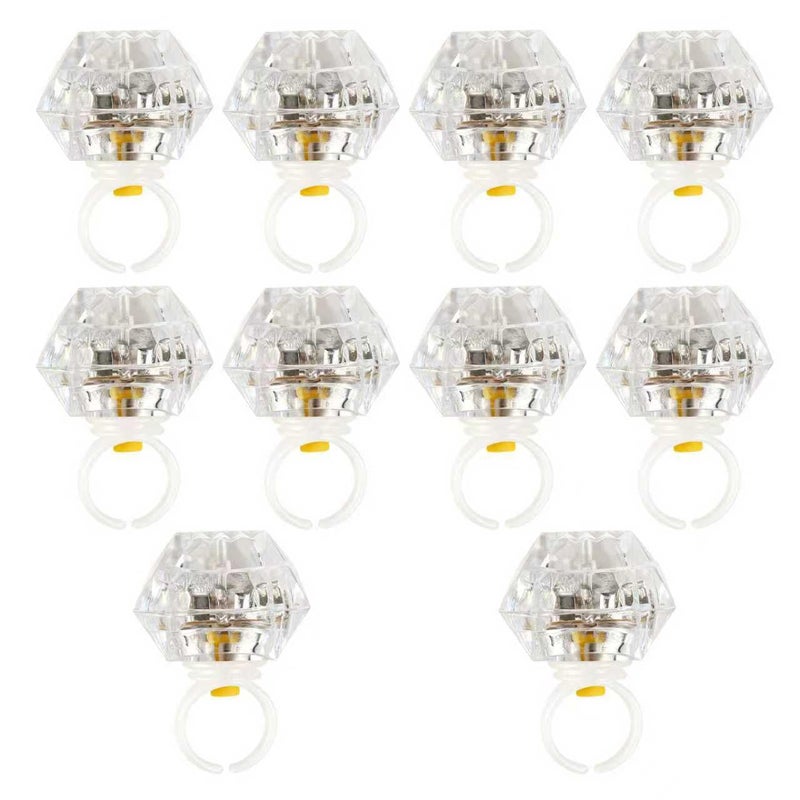 DAOKEY LED Light up Rings Toys, White Led Bumpy Rings for Birthday Bachelorette Bridal Shower Gatsby Party Favors, Clear Case 10 Pack - Image 1