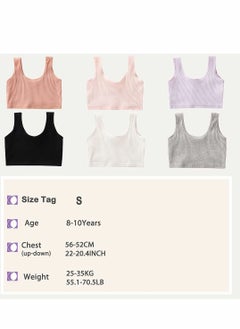 SYOSI Bras for Girls Seamless Bralette 6PCS Childrens Breathable Bra Cotton Training Vest Girls Sports Bra Developing Adolescent Elastic Underwear  - Image 2