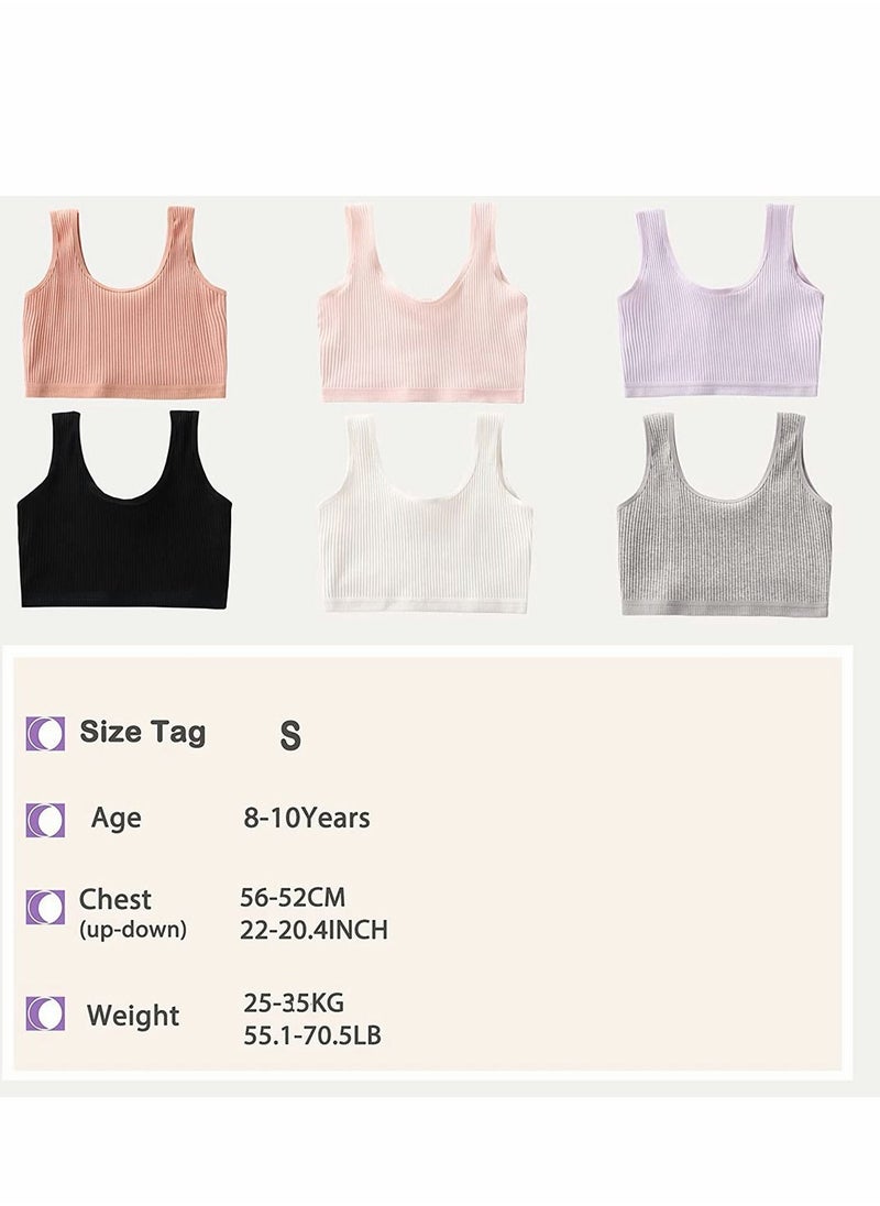 SYOSI حمالات الصدر للفتيات سلس Bralette 6PCS الأطفال تنفس الصدرية القطن التدريب الصدرية الفتيات الرياضة الصدرية تطوير المراهقين الملابس الداخلية المرنة  - Image 2