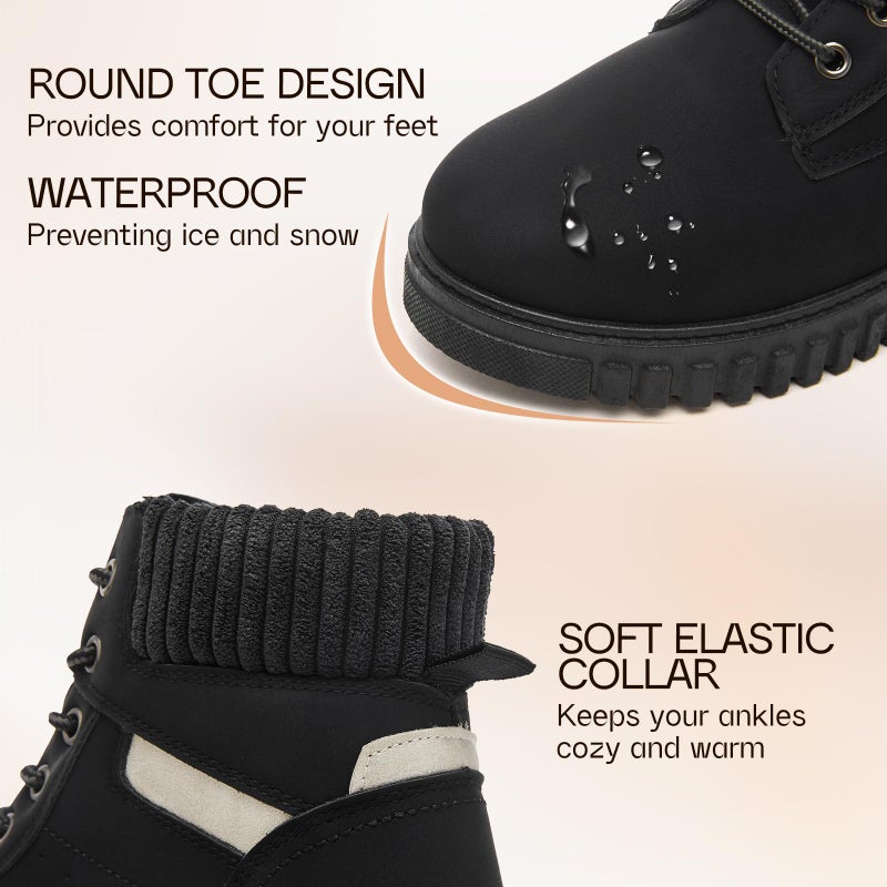 Shupua Women's Ankle Boots & Booties Waterproof Boots for Women Black Hiking Boots Women Combat Non Slip Snow Boots for Outdoor Work(Black.us7) - Image 3