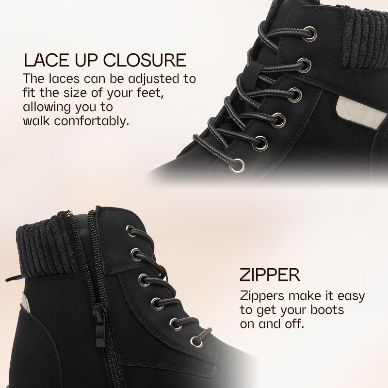 Shupua Women's Ankle Boots & Booties Waterproof Boots for Women Black Hiking Boots Women Combat Non Slip Snow Boots for Outdoor Work(Black.us7) - Image 4