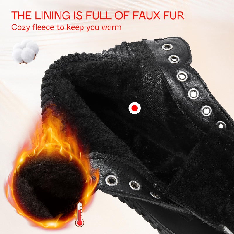 Shupua Women's Ankle Boots & Booties Waterproof Boots for Women Black Hiking Boots Women Combat Non Slip Snow Boots for Outdoor Work(Black.us7) - Image 5