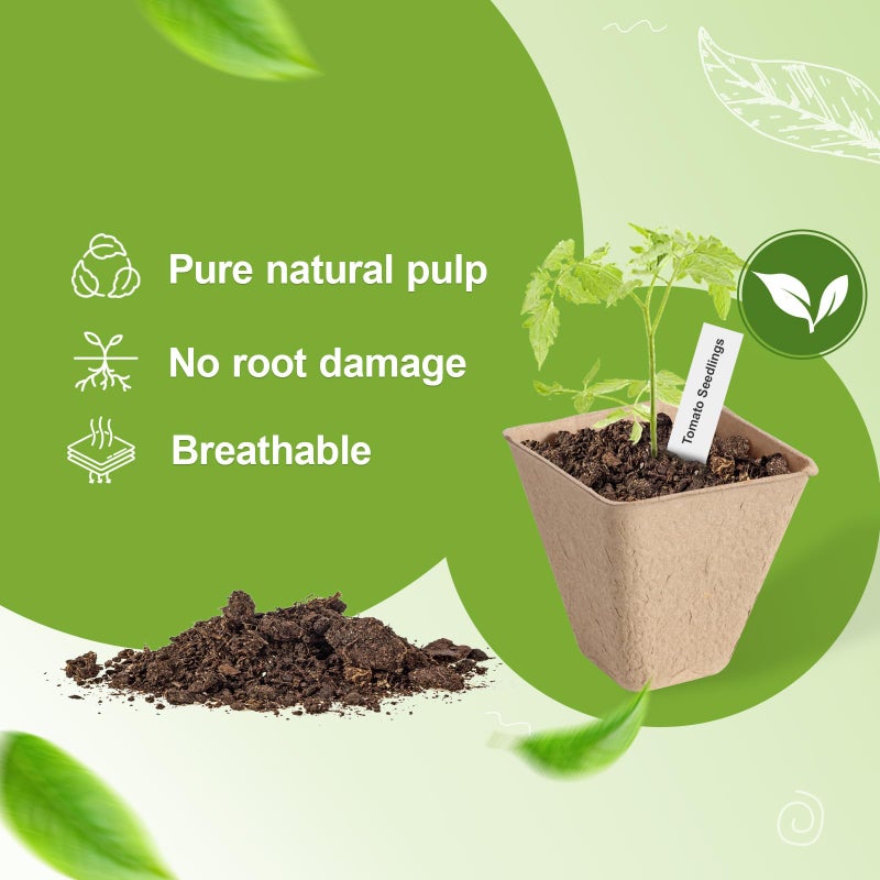 KOAMLY 36 Pcs 3in Square Peat Nursery Pots, Biodegradable Herb Seed Nursery Pot Kits, Seedling Pots, Outdoor Garden Sprouting Peat Pots with 36 Plant Tags - Image 4