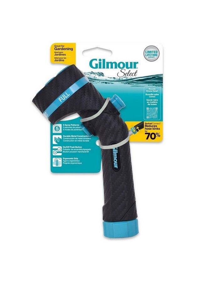 Gilmour Heavy Duty Push Button Control Garden Hose Nozzle Dark Grey and Blue 22 x 12 x 3.5 cm 885602-1001 - Image 1