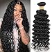AUTTO Human Hair Bundles Brazilian Deep Wave Human Hair One Bundle 12inch 100% Unprocessed Virgin Deep Wave Curly Water Wave Wet and Wavy Weave Raw Bundles Deals Natural Black - Image 2