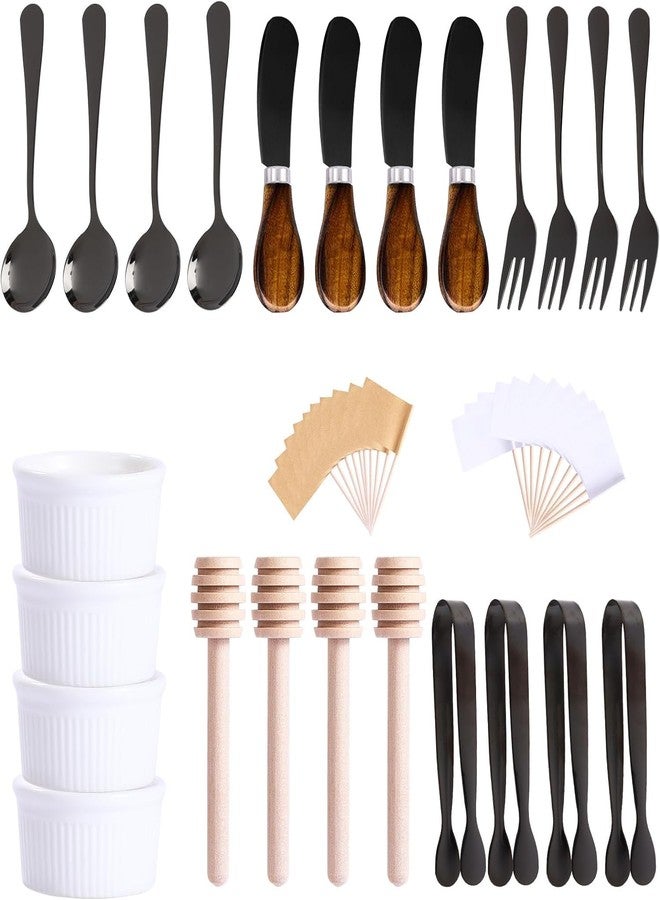 GUZE-US Charcuterie Accessories(25 Psc), Cheese Spreaders For Charcuterie Board, Mini Serving Spoons, Blank Toothpick Flags, Bowl For Christmas Pastry Making, forks And Mini Serving Tongs - Image 1