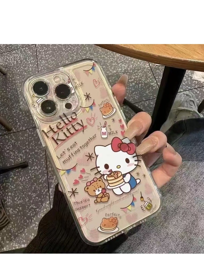 Transparent Dessert Hello Kitty Case for iPhone 16 Pro Max – Cute Cartoon Design, Shockproof, Anti-Fingerprint - Image 2