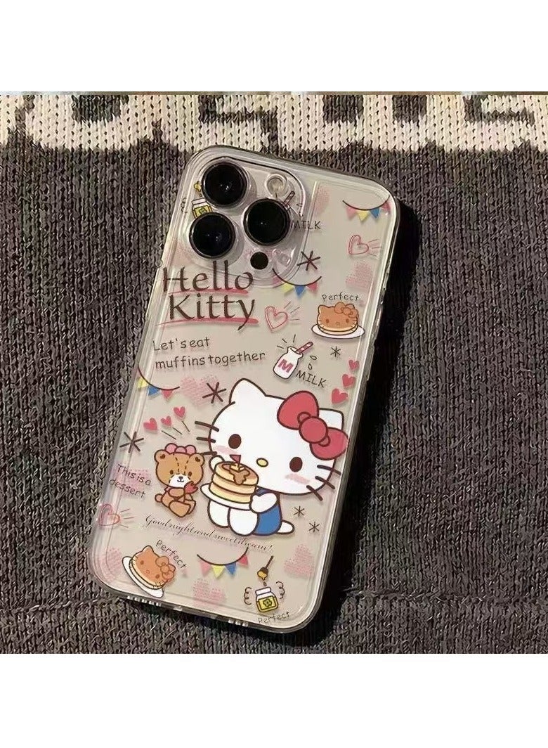 Transparent Dessert Hello Kitty Case for iPhone 16 Pro Max – Cute Cartoon Design, Shockproof, Anti-Fingerprint - Image 1
