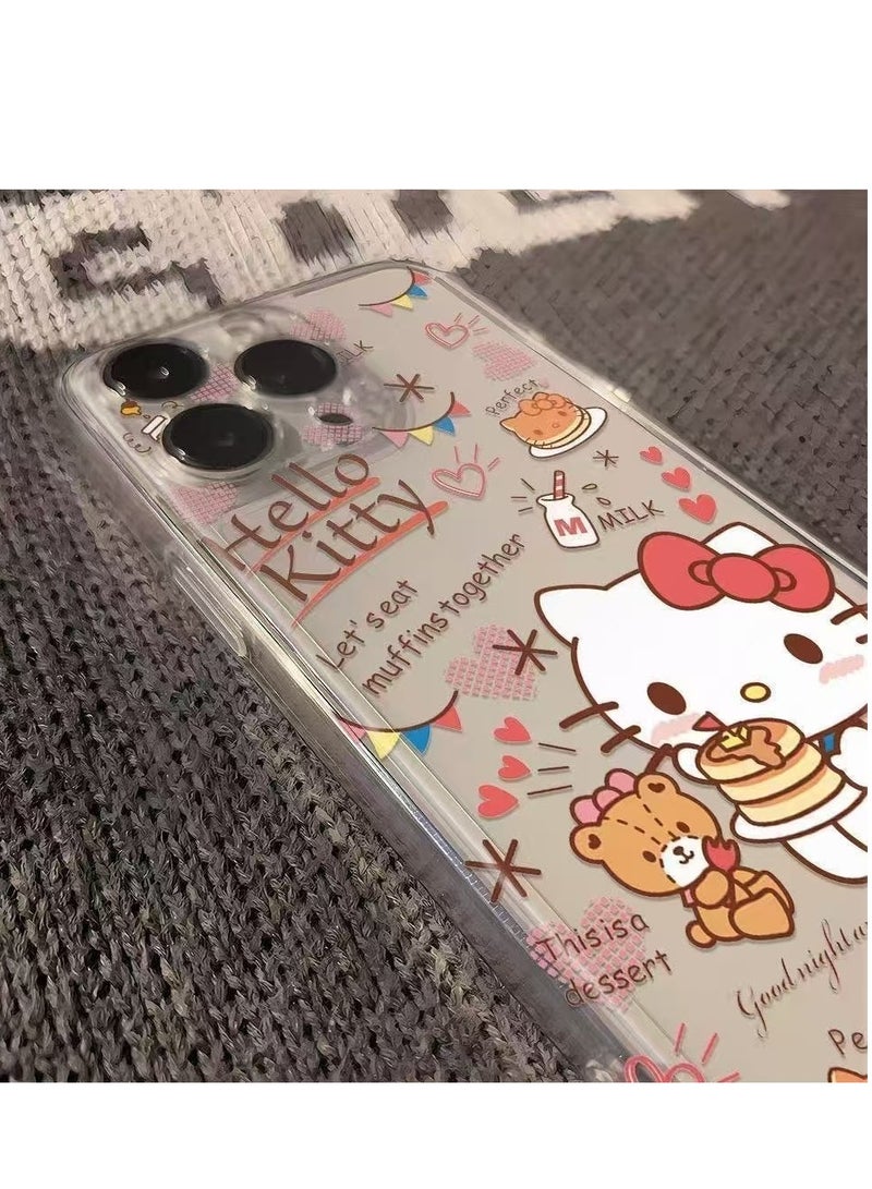 Transparent Dessert Hello Kitty Case for iPhone 16 Pro Max – Cute Cartoon Design, Shockproof, Anti-Fingerprint - Image 3