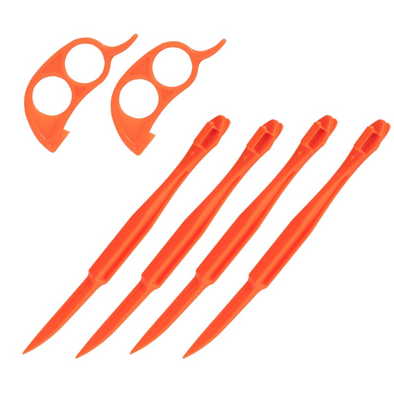 Soft Home Premium Plastic Orange Peeler Lemon Citrus Peel Cutter Vegetable Slicer Fruit Tools (Long Handle Type Orange 4 Pack; Mouse Type orange 2 Pack) - Image 1