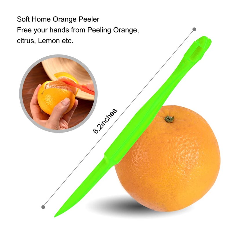 Soft Home Premium Plastic Orange Peeler Lemon Citrus Peel Cutter Vegetable Slicer Fruit Tools (Long Handle Type Orange 4 Pack; Mouse Type orange 2 Pack) - Image 2