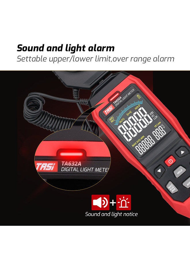 TASI - LCD Digital Light Meter Mini Digital Lux Meter Handheld Illuminometer Luminometer Photometer Luxmeter Light Meter 0-200000 Lux - Image 1