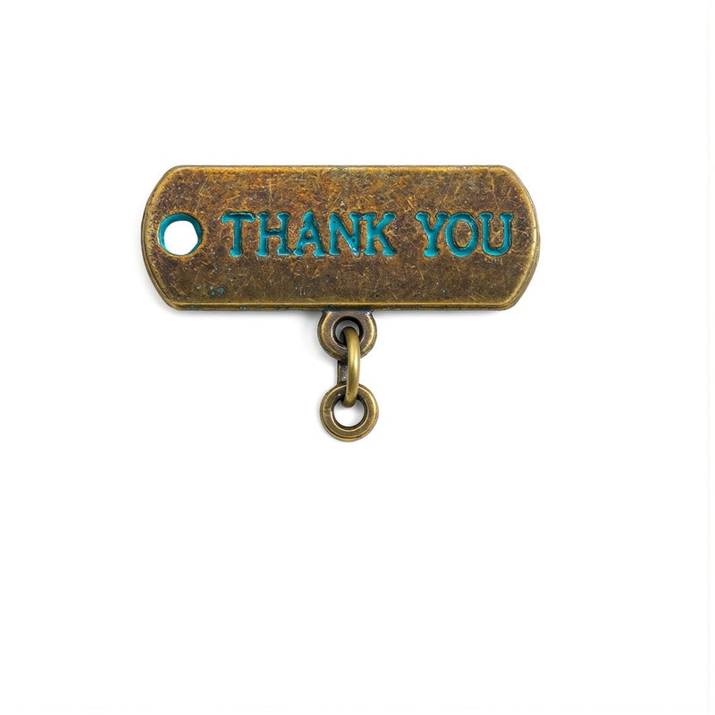 Smooth Edge Thank You Charm No Sharp Burr Engraved Jewelry Making Part - Image 1