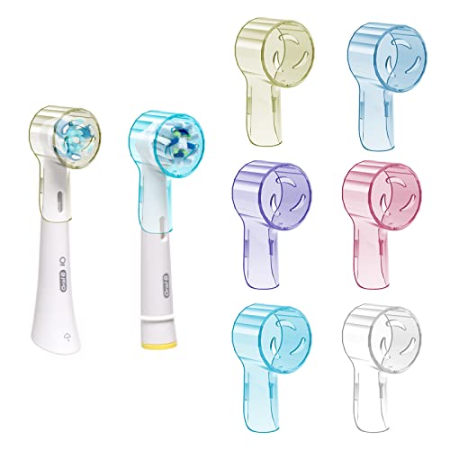 seplouis Toothbrush Covers for Oral b iO Electric Toothbrush Head MultiColored Pack of 6Yellow Dark blue purple Pink Blue Transparent - Image 2