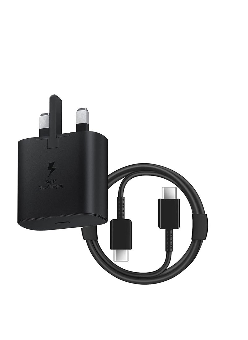 Generic - 25W Fast Charger for Samsung Galaxy S24,S23, S23+, S23 Ultra, S22, S22+, S22 Ultra, S21, S21 Ultra, S21+, S20, A55,A54, A53, A35,A34, A33, A72, A73, A52, A51, A50 USB C Plug and 1.2m Cable Charge - Image 1